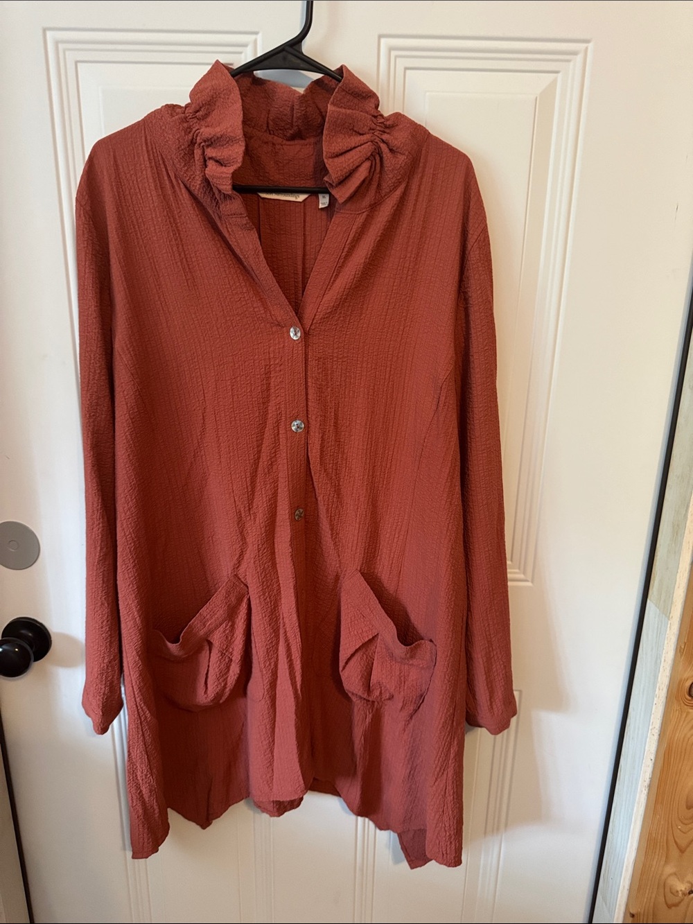 Soft Surroundings Rust-Tone Ruffled tunic top